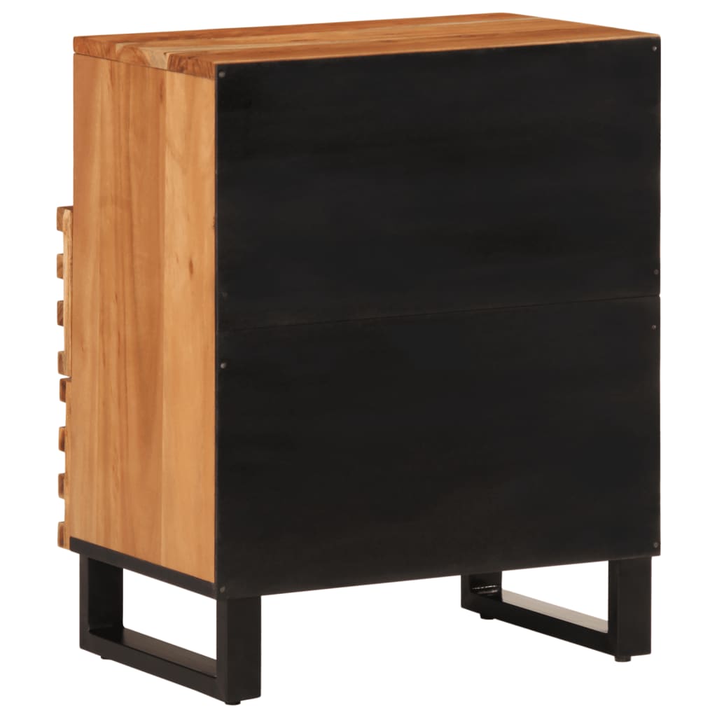 Mesita De Noche Madera Maciza Mango Marrón 50x34x62 Cm_3