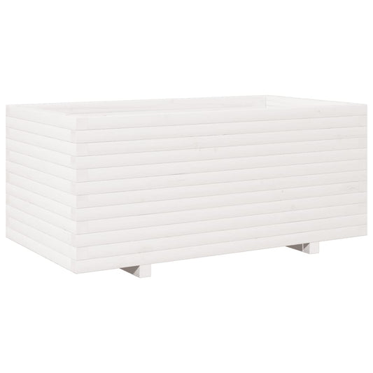 Jardinera Madera Maciza De Pino Blanco 110x60x49,5 Cm_0