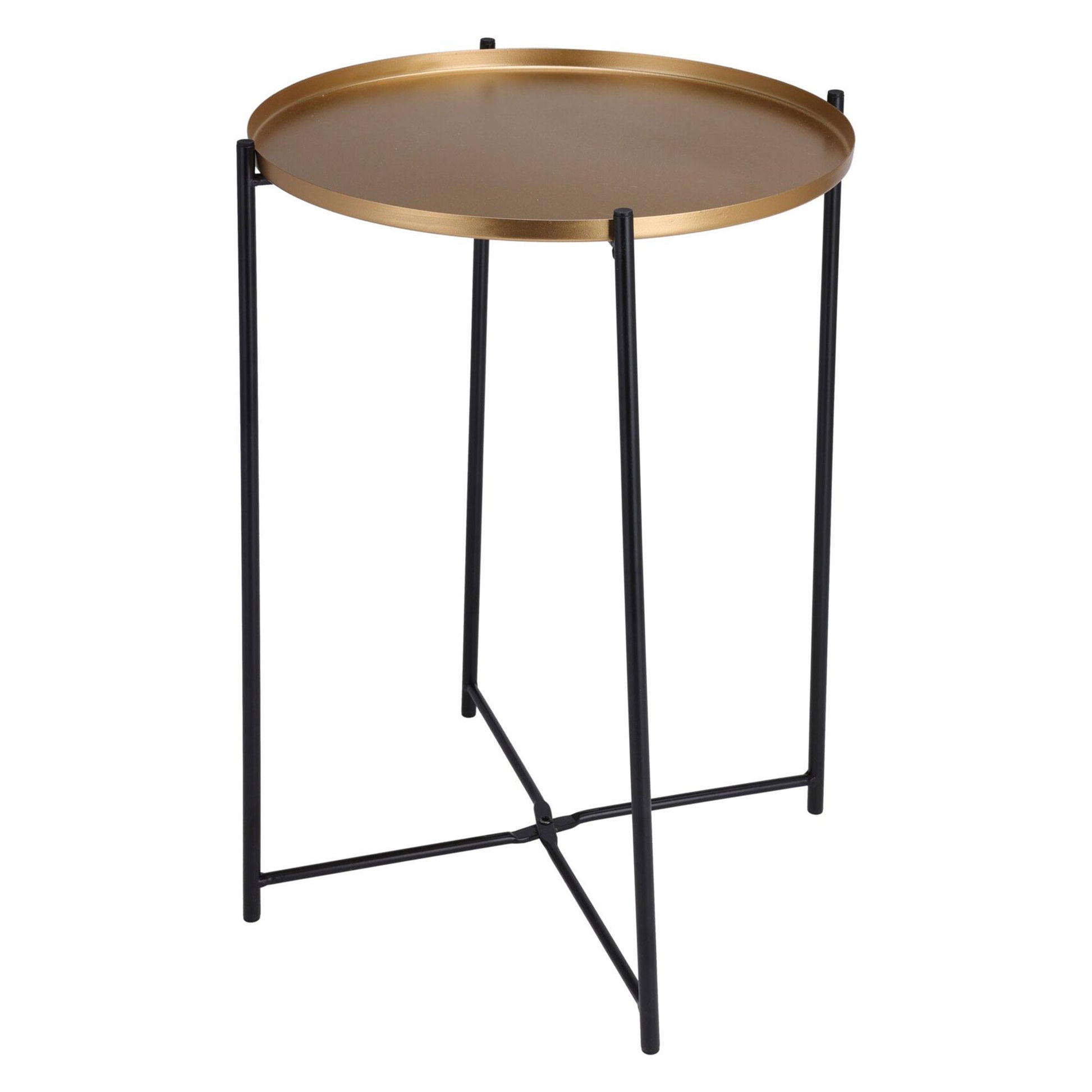 Well Home Mesa Auxiliar Redonda En Metal Color Dorado Ø35x47cm_0