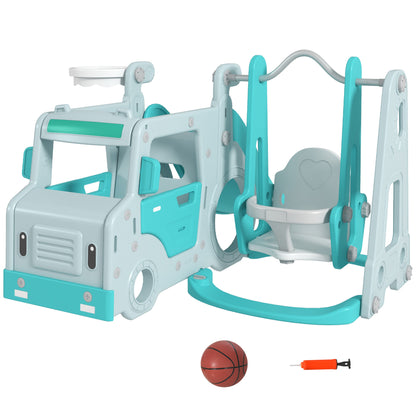 Aiyaplay Juego De Tobogán Y Columpio Para Niños 6 En 1 201x151x87,5cm Azul Claro_0