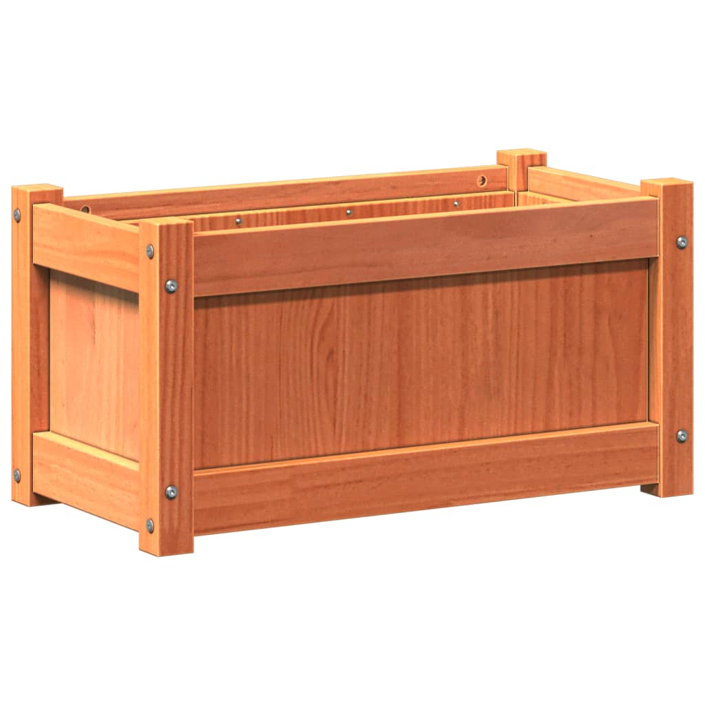 Jardineras De Exterior 2 Uds Madera Maciza De Pino Marrón Cera_4