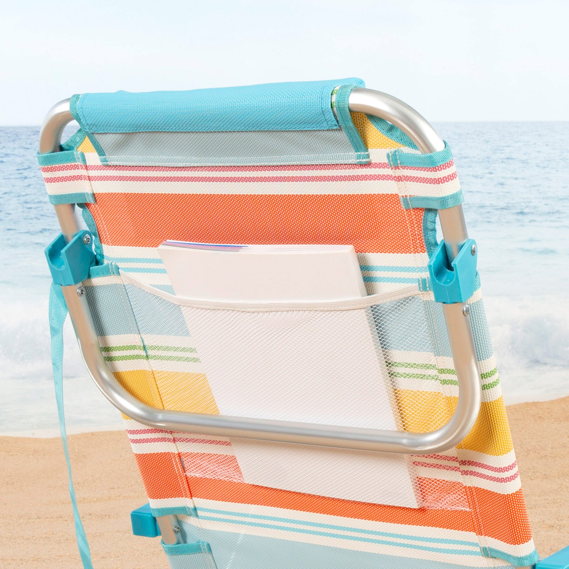 Aktive Pack 2 Sillas Plegables Playa 48x48x75 Cm Multicolor 5 Posiciones Con Cojín Y Bolsillos_5