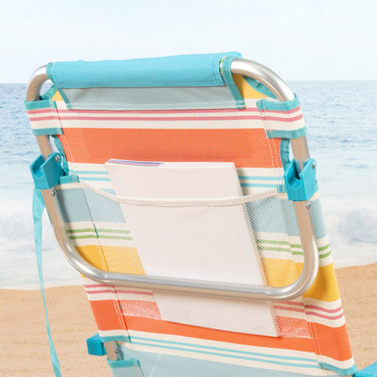 Aktive Pack 2 Sillas Plegables Playa 48x48x75 Cm Multicolor 5 Posiciones Con Cojín Y Bolsillos_5