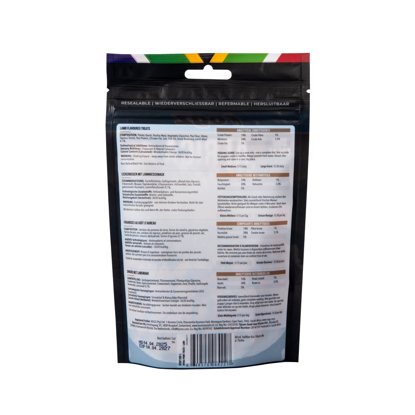 Rogz Snack Para Perros Sabor Cordero 6x100g Sin Cereales_4