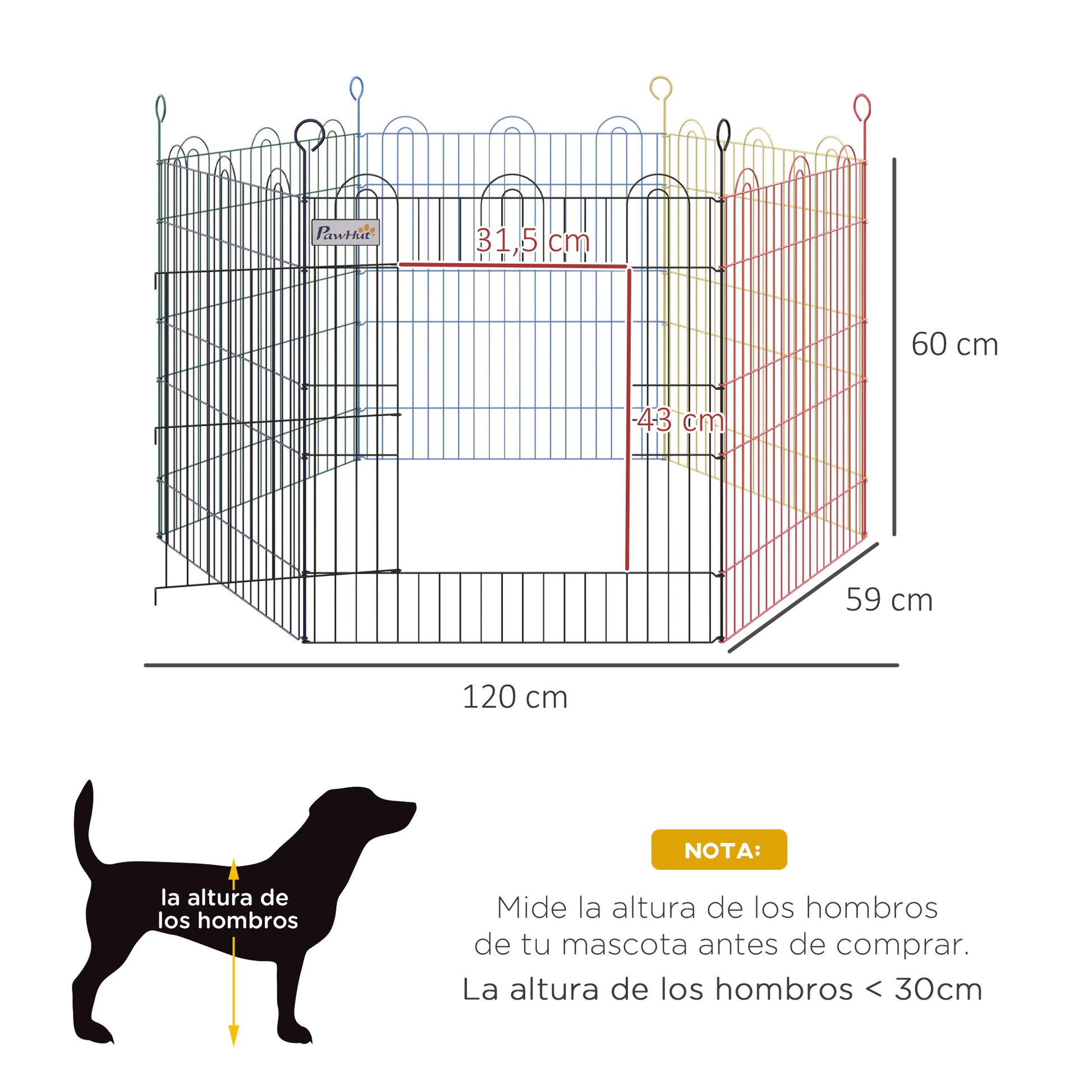 Pawhut Parque Plegable Para Mascotas De 6 Paneles De Alambre Para Jardín Ø120x66_2