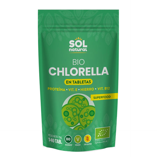 Chlorella em comprimidos orgânicos Sol Natural 140 unidades