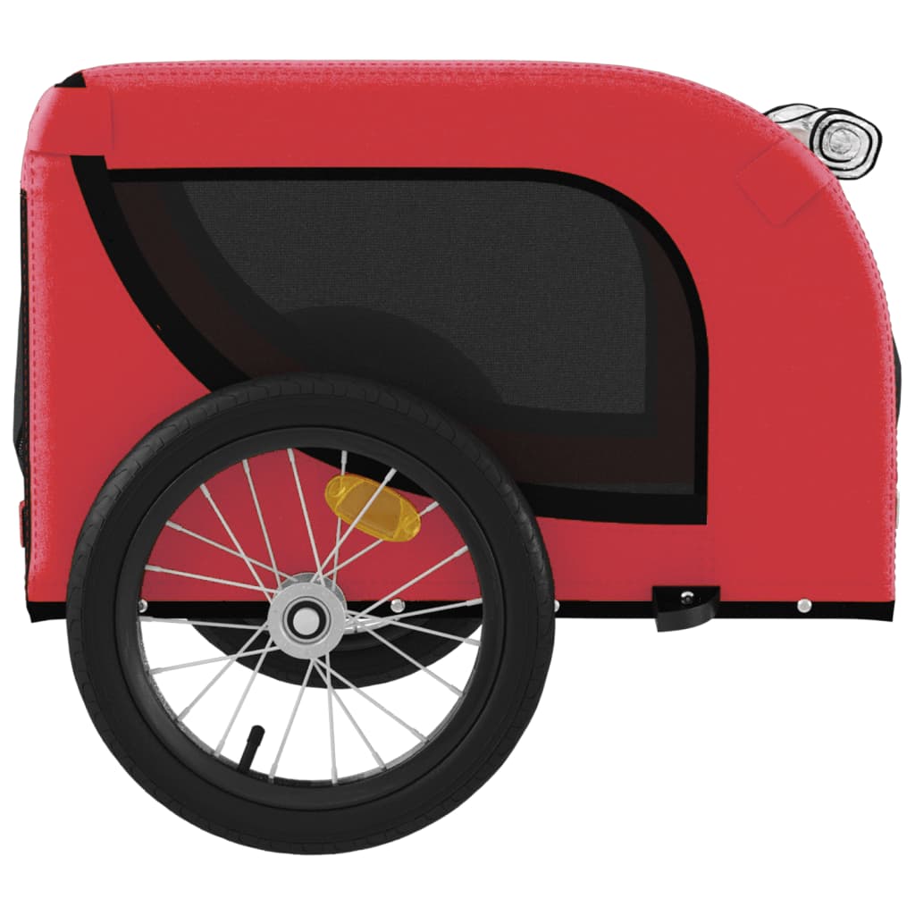 Remolque De Bicicleta Mascotas Hierro Tela Oxford Rojo Negro_5