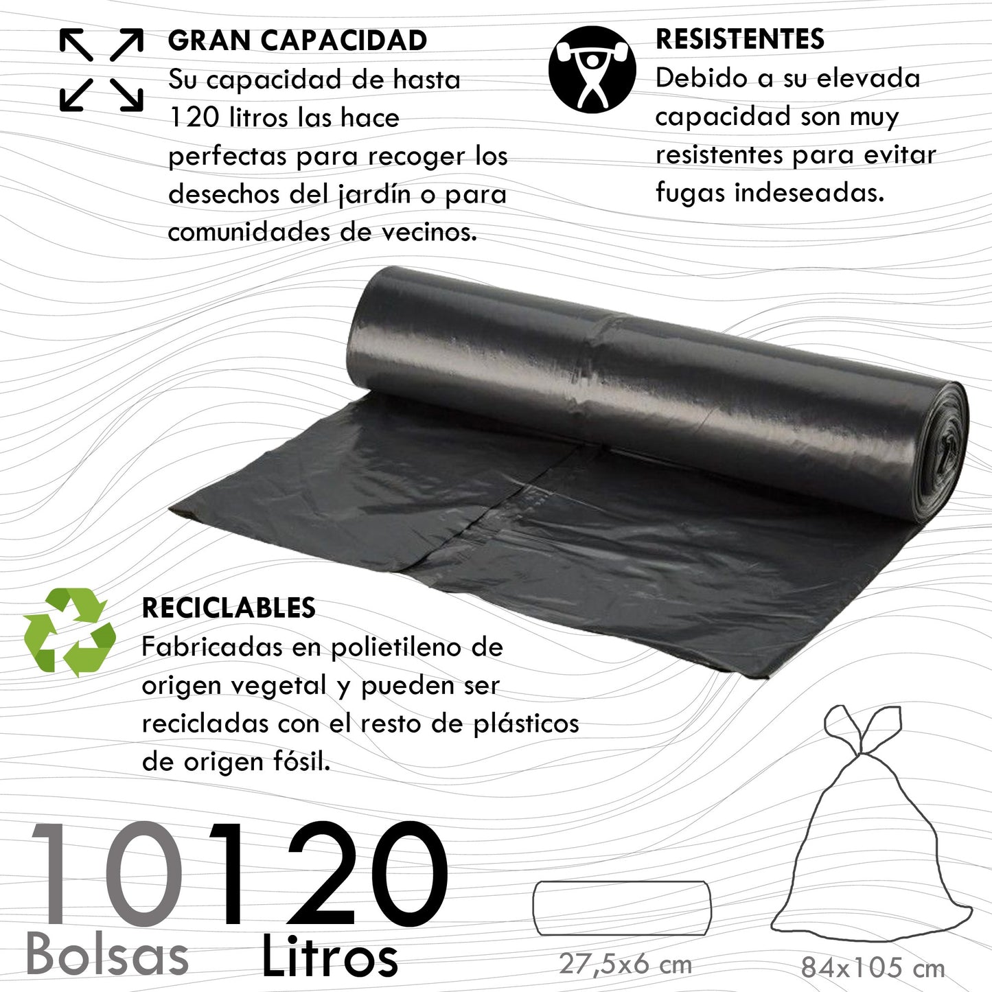 Contenedor Wellhome Reciclo 110 Litros, Cerrado Con Tapa, Ideal Para Reciclaje De Papel Y Cartón, Con Ruedas + 3x Bolsas De Basura De 10 Unidades