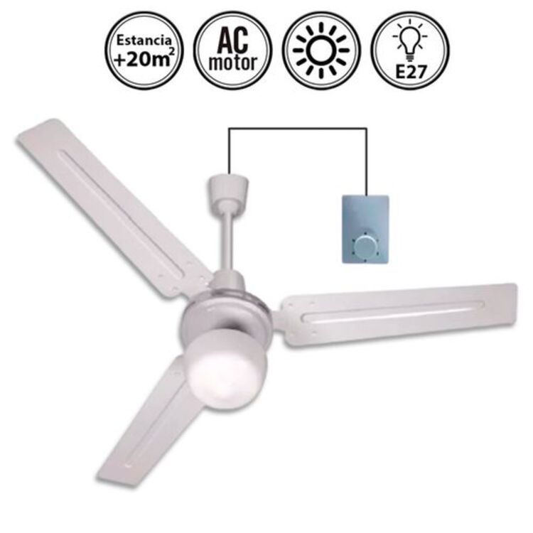 Ventilador De Techo Con Luz Diam. 120cm Mundofan Con Mando Empotrable A Pared_0