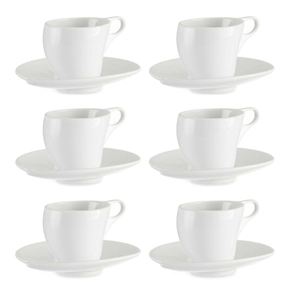 Set 6 Tazas Porcelana Blanca C Plato 120 Colección Vessia_0