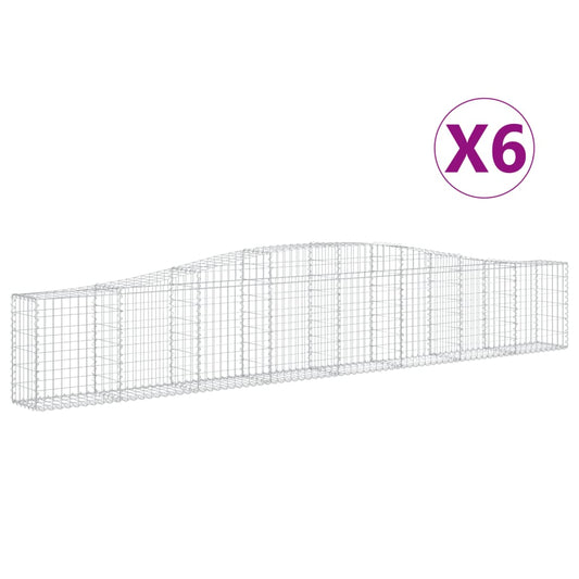 Cestas De Gaviones 6 Uds Forma De Arco Hierro 400x30x60/80 Cm_0