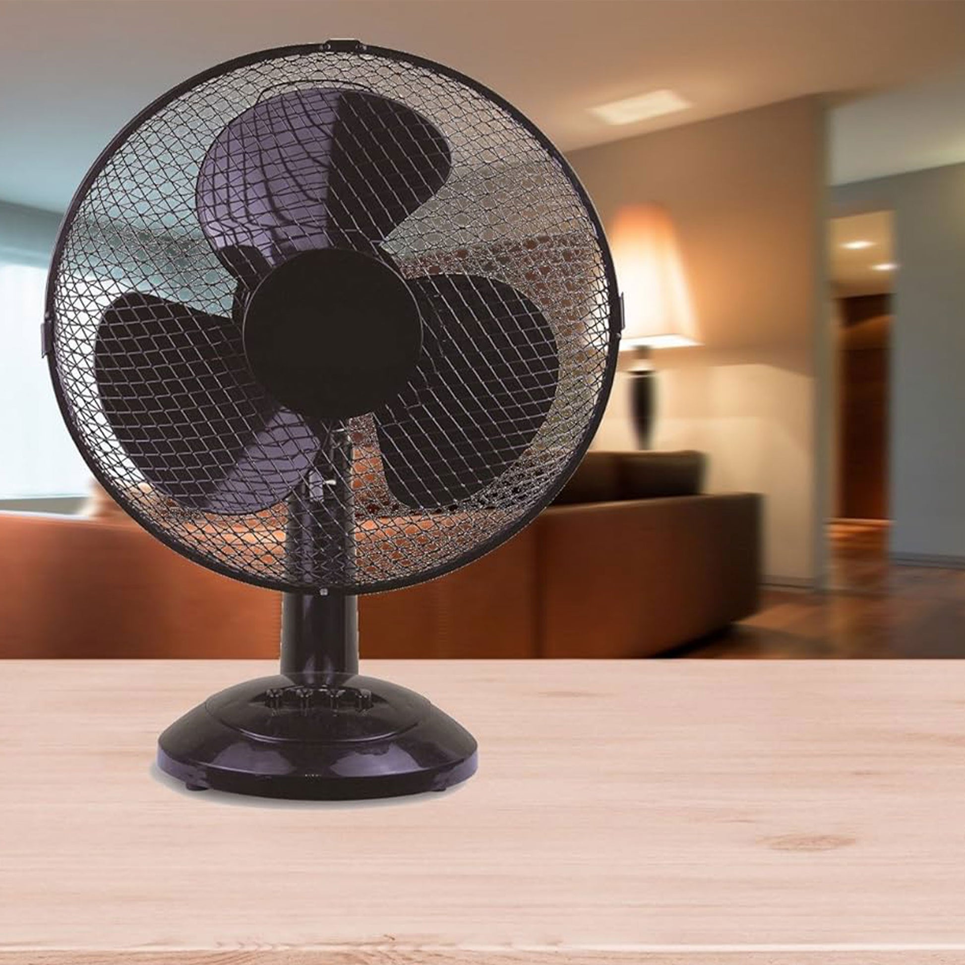 Well Home Ventilador De Mesa De 34x21x50cm Con Cabezal Ajustable Y 3 Velocidades - Color Negro_4
