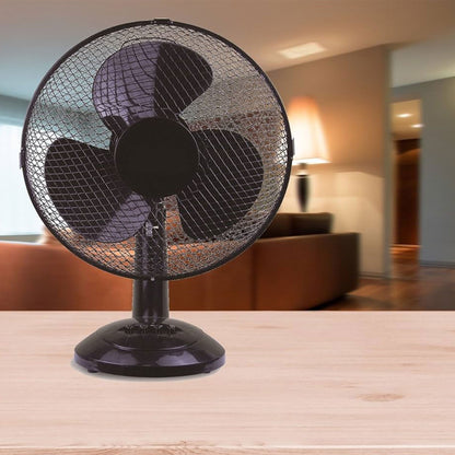 Well Home Ventilador De Mesa De 34x21x50cm Con Cabezal Ajustable Y 3 Velocidades - Color Negro_4