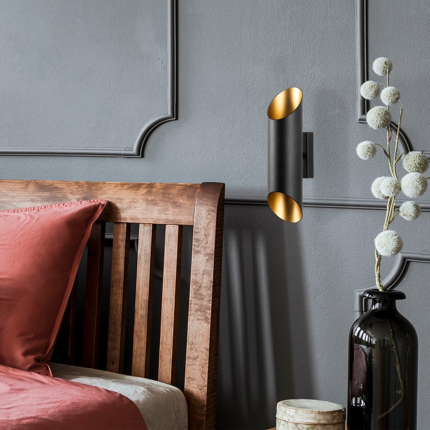 Aplique De Pared, Metal , Negro, 8x12x30, Casquillo 2 X G9 Max 10 W