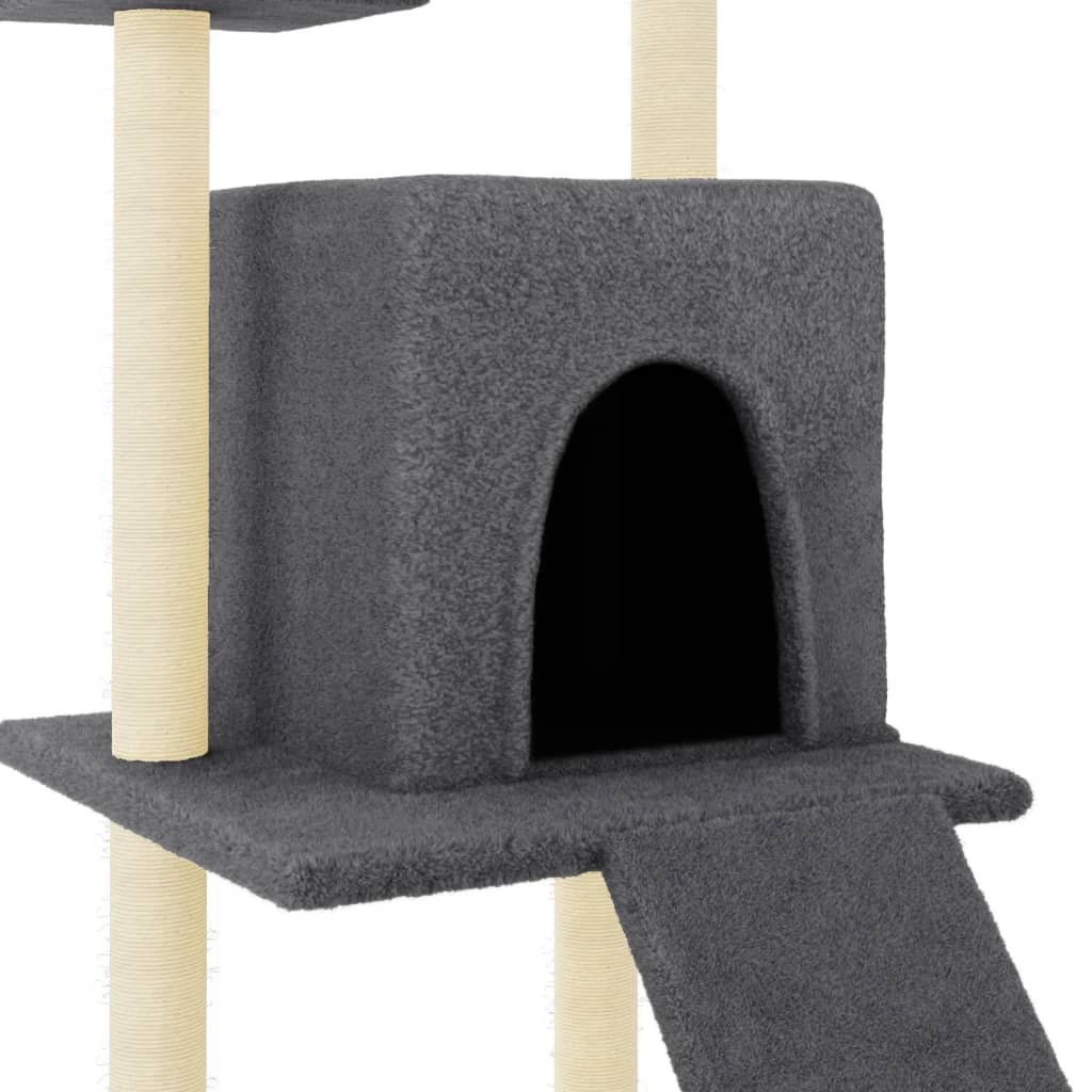 Rascador Para Gatos Con Postes De Sisal Gris Oscuro 110 Cm_5