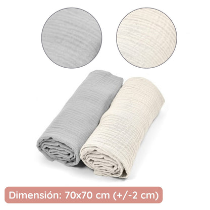 Cotton Color Pack 2 Muselinas De Algodón 70x70 Para Bebé Cotton Color Albero Mio_3