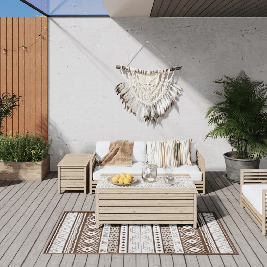 Vidaxl Alfombra De Exterior Gris Y Blanca Reversible 80x150 Cm_1