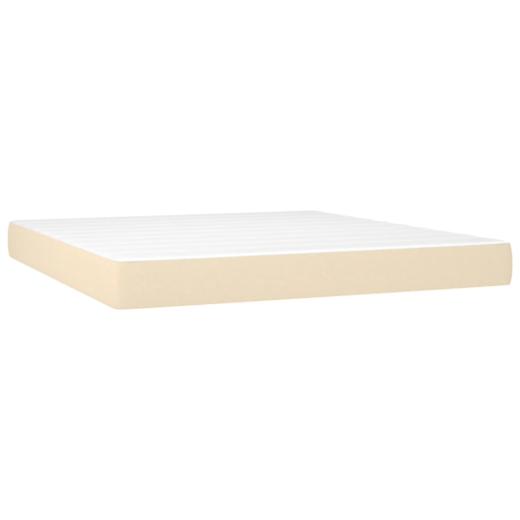 Cama Box Spring Colchón Y Luces Led Tela Crema 180x200 Cm / Vetonek_3