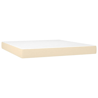 Cama Box Spring Colchón Y Luces Led Tela Crema 180x200 Cm / Vetonek_3