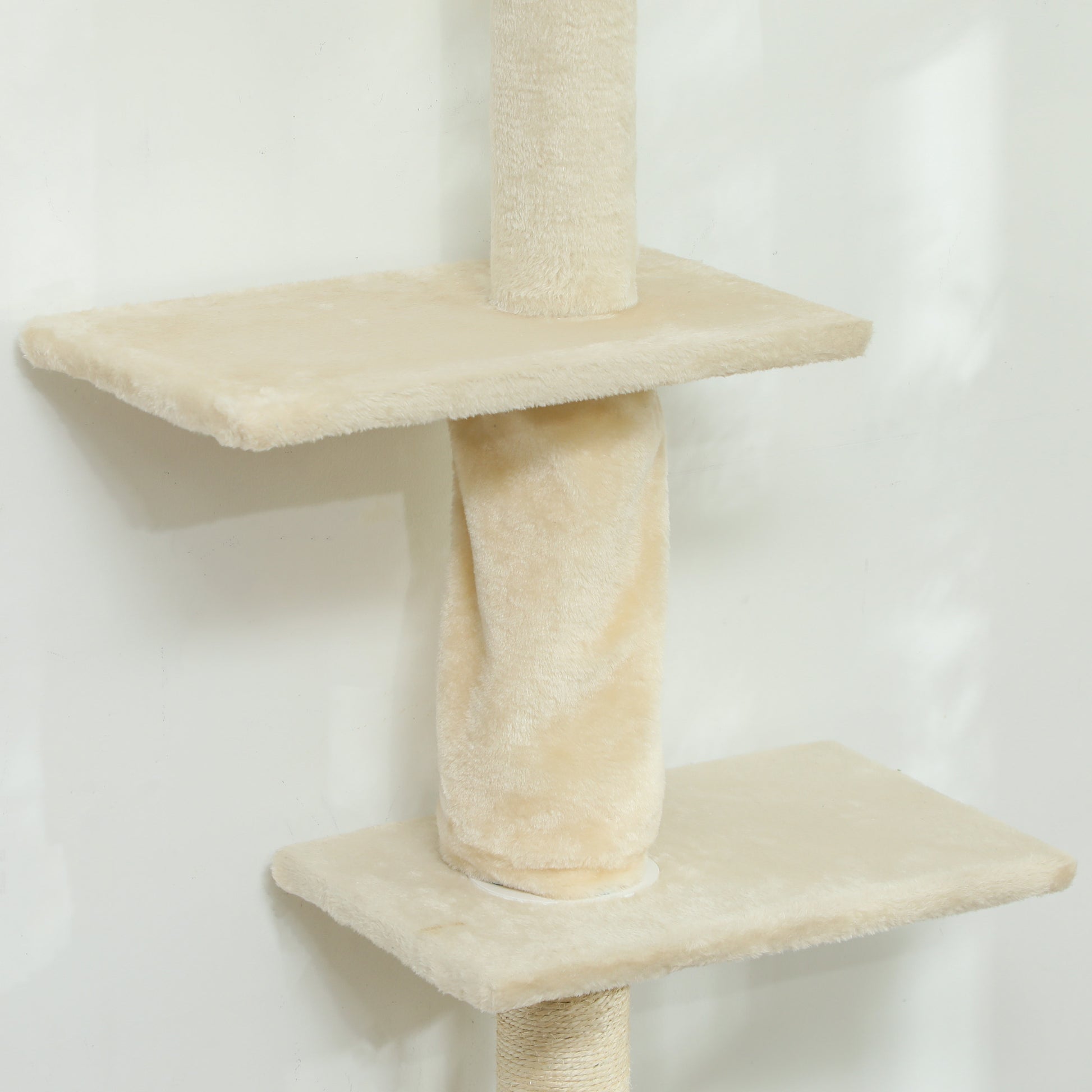 Pawhut Árbol Para Gatos De Suelo A Techo 225-275 Cm Con Plataformas Crema_4
