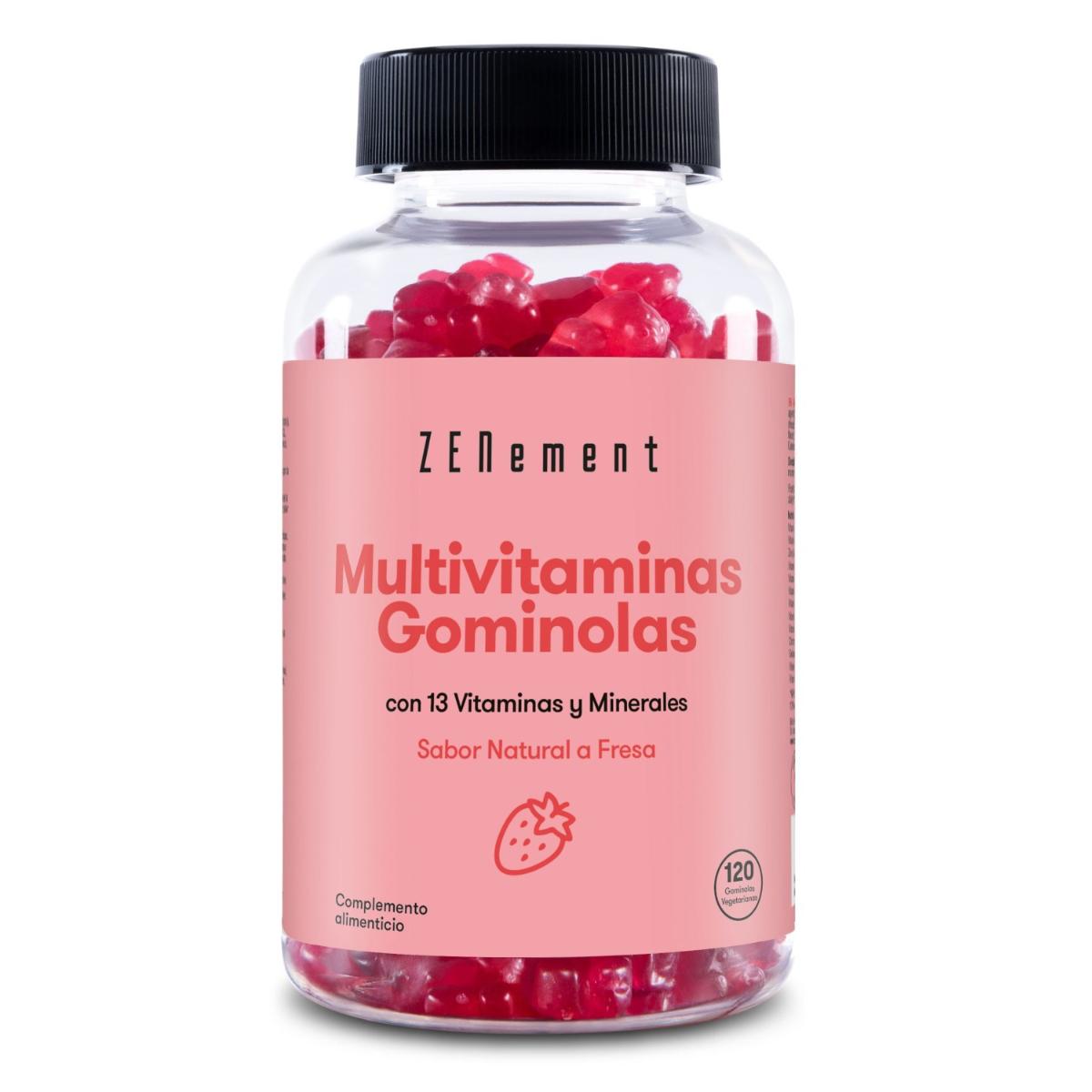 Gomas multivitamínicas, sabor natural a morango, 120 gomas