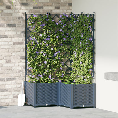Vidaxl Maceta De Jardín Con Enrejado 3 Pcs Gris 80 X 80 X 143 Cm Pp_1