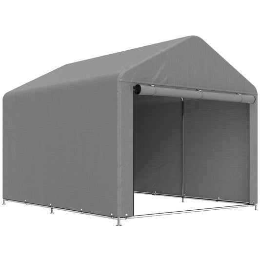 Outsunny Carpa De Jardín Para Herramientas Bicicletas Motos 2,4x2x2 M Gris_0