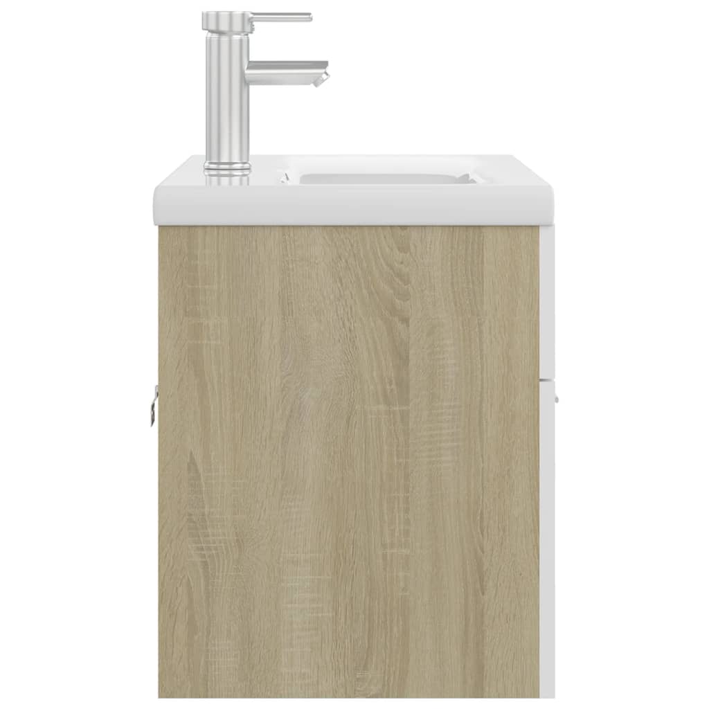 Mueble Con Lavabo Madera De Ingeniería Blanco Y Roble Sonoma_3