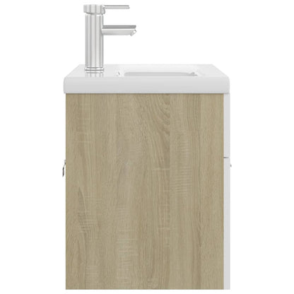 Mueble Con Lavabo Madera De Ingeniería Blanco Y Roble Sonoma_3