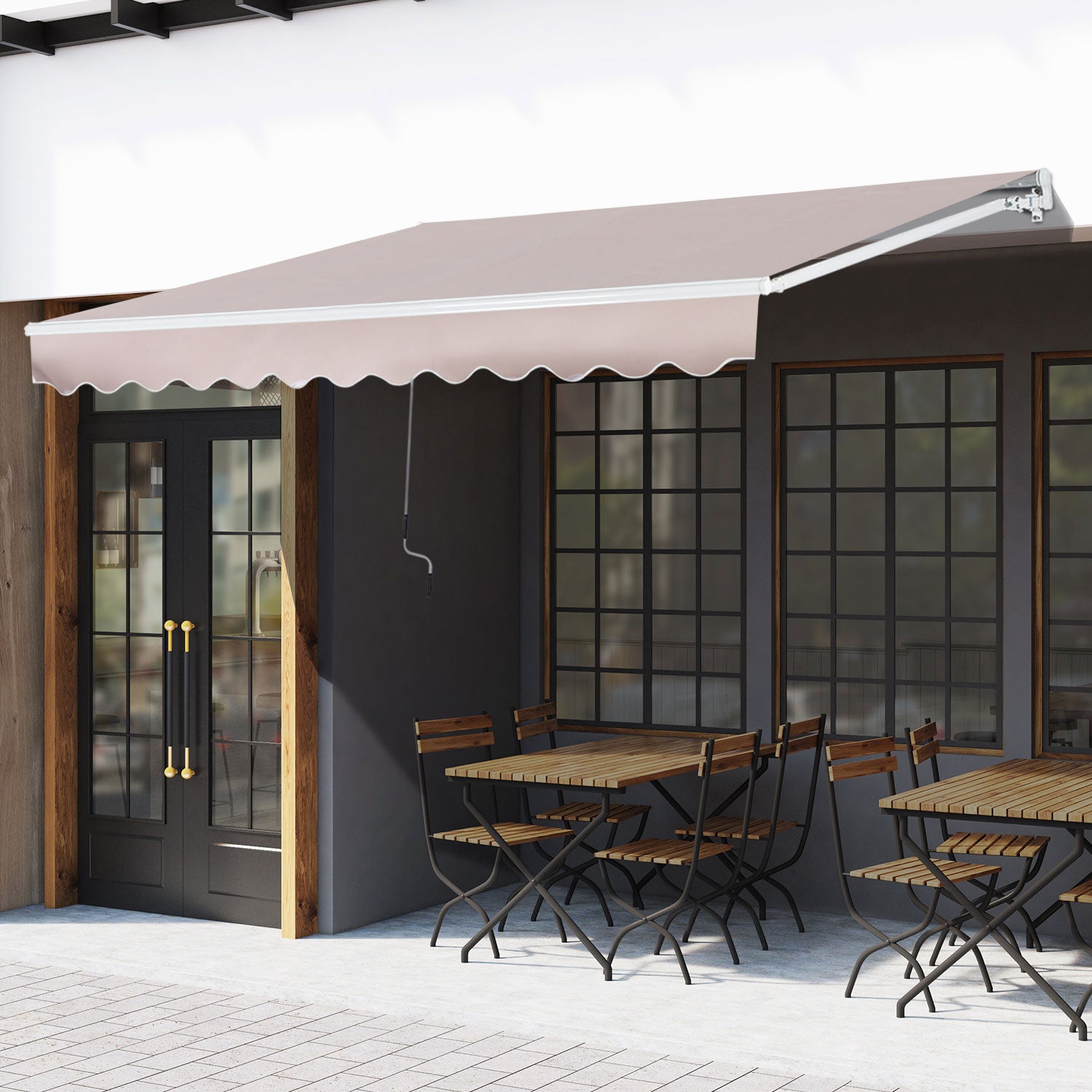 Outsunny Toldo Con Brazo Plegable 3x2m Ángulo Ajustable Aluminio Puerta Ventana_1