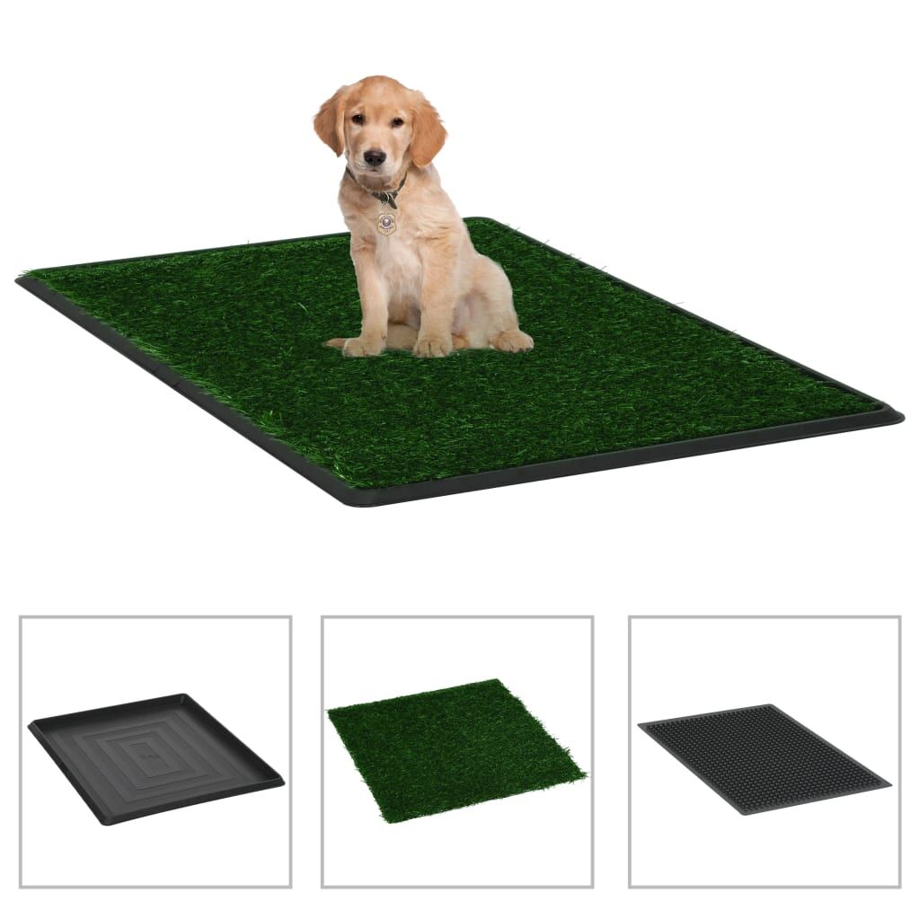 Vidaxl Inodoro Mascotas Con Bandeja Césped Artificial Verde 64x51x3 Cm_1