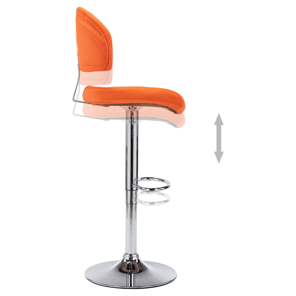 Taburete De Cocina De Cuero Sintético Naranja_4