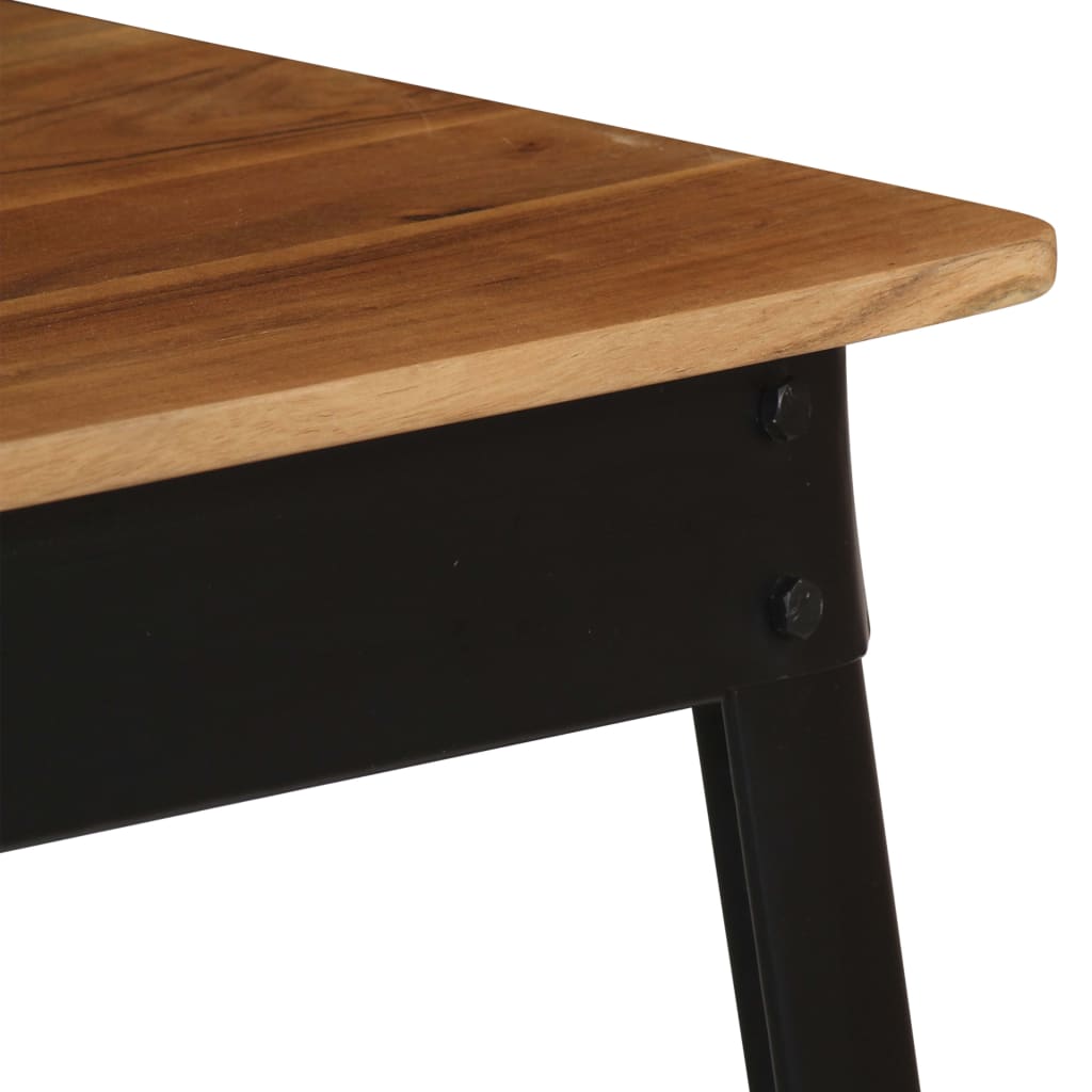Mesa De Comedor De Madera Maciza De Acacia Y Acero 75x75x76 Cm_4