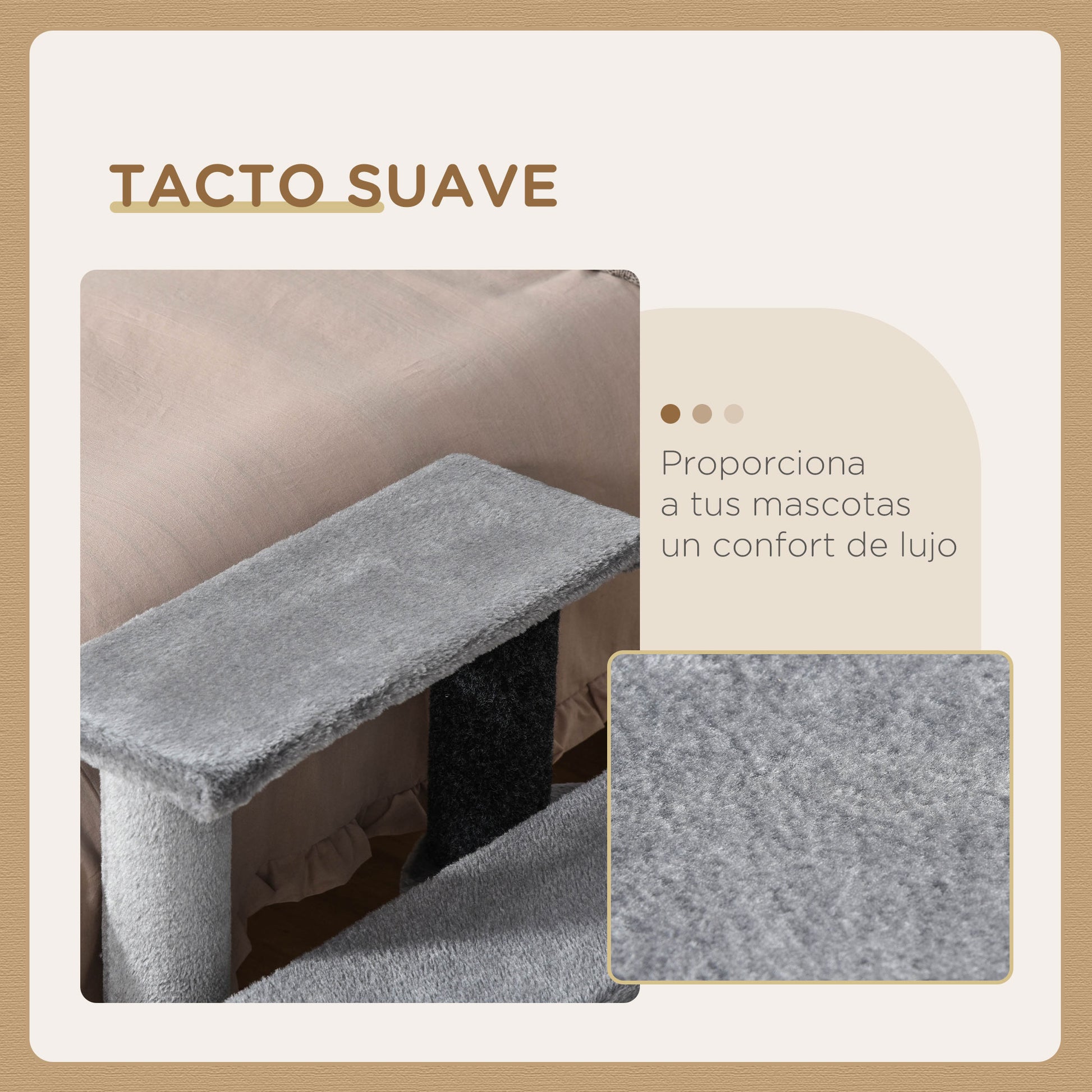 Pawhut Escalera Para Gatos De 3 Niveles Con Bola Colgante 40x40x48 Cm Gris_5
