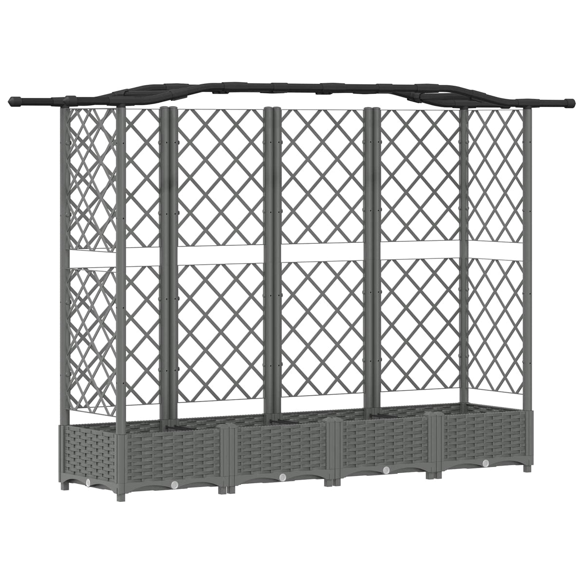 Cama Elevada Con Trellis Y Techo Gris Claro 203,5 X 40 X 123 Cm_0