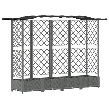 Cama Elevada Con Trellis Y Techo Gris Claro 203,5 X 40 X 123 Cm_0