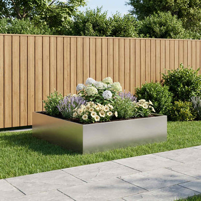 Macetero De Jardín Plateado 80 X 80 X 30 Cm Acero Inoxidable_1