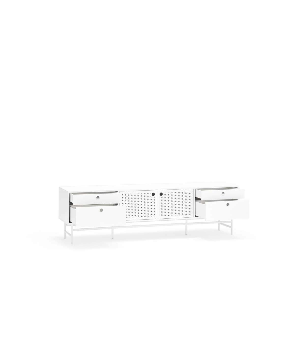 Mueble Televisión Para Comedor Modelo Punto 2 Puertas 4 Cajones Acabado Blanco, 40cm(anch_2