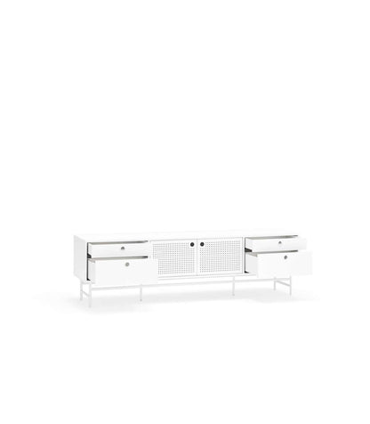 Mueble Televisión Para Comedor Modelo Punto 2 Puertas 4 Cajones Acabado Blanco, 40cm(anch_2