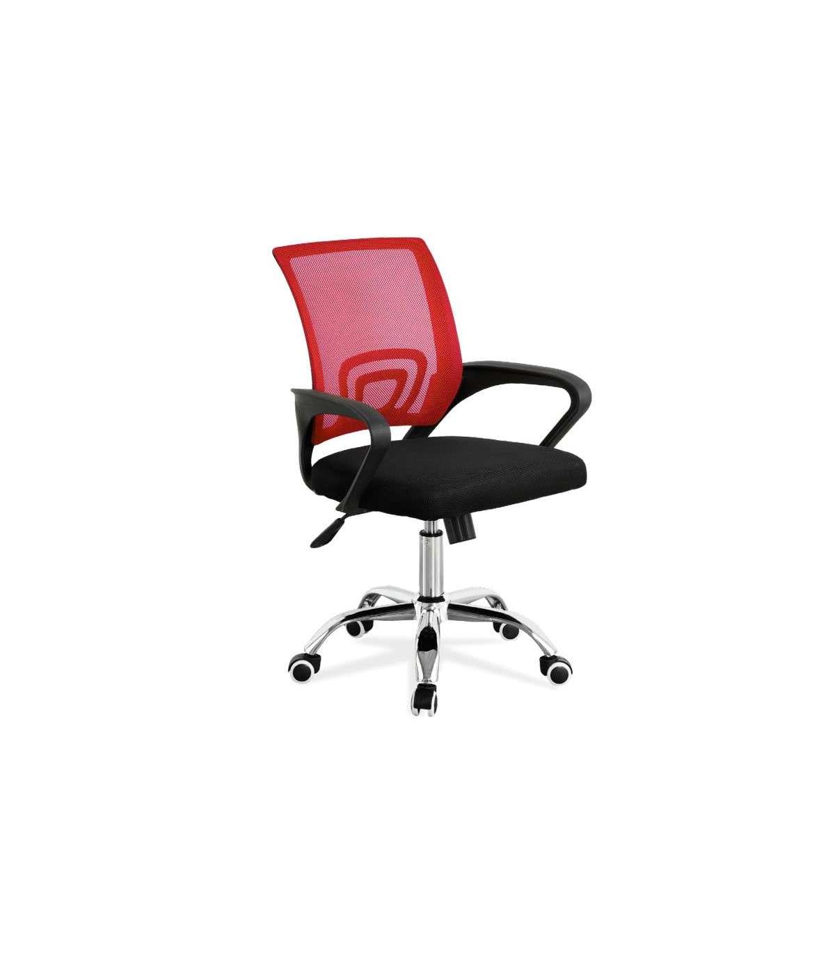 Silla De Estudio Juvenil Martina En Rojo Y Negro. Alto: 88-98, Ancho: 57, Fondo: 53.5_0