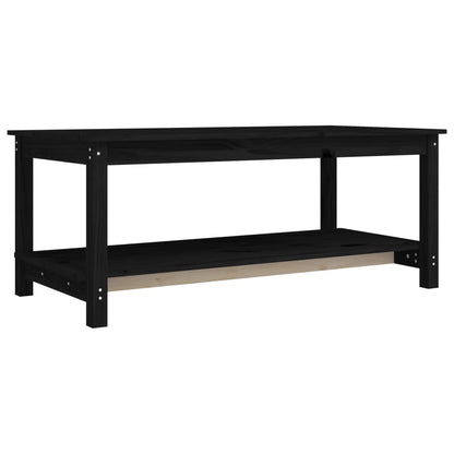 Mesa De Centro De Madera Maciza De Pino Negro 110x55x45 Cm_0