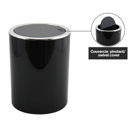 Cubo De Basura 6 Litros Para Baño Msv De Plastico En Color Negro 18 X 24,2 Cm_3