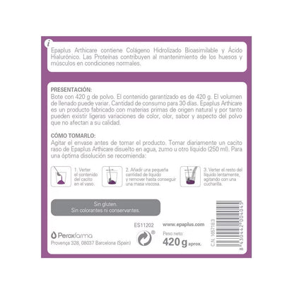 Epaplus Arthicare Colagénio+Hialurónico 420 G Epaplus