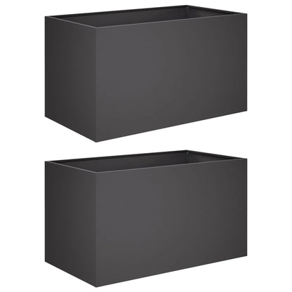 Macetero De Jardín 2 Uds. Negro 100 X 50 X 50 Cm_0