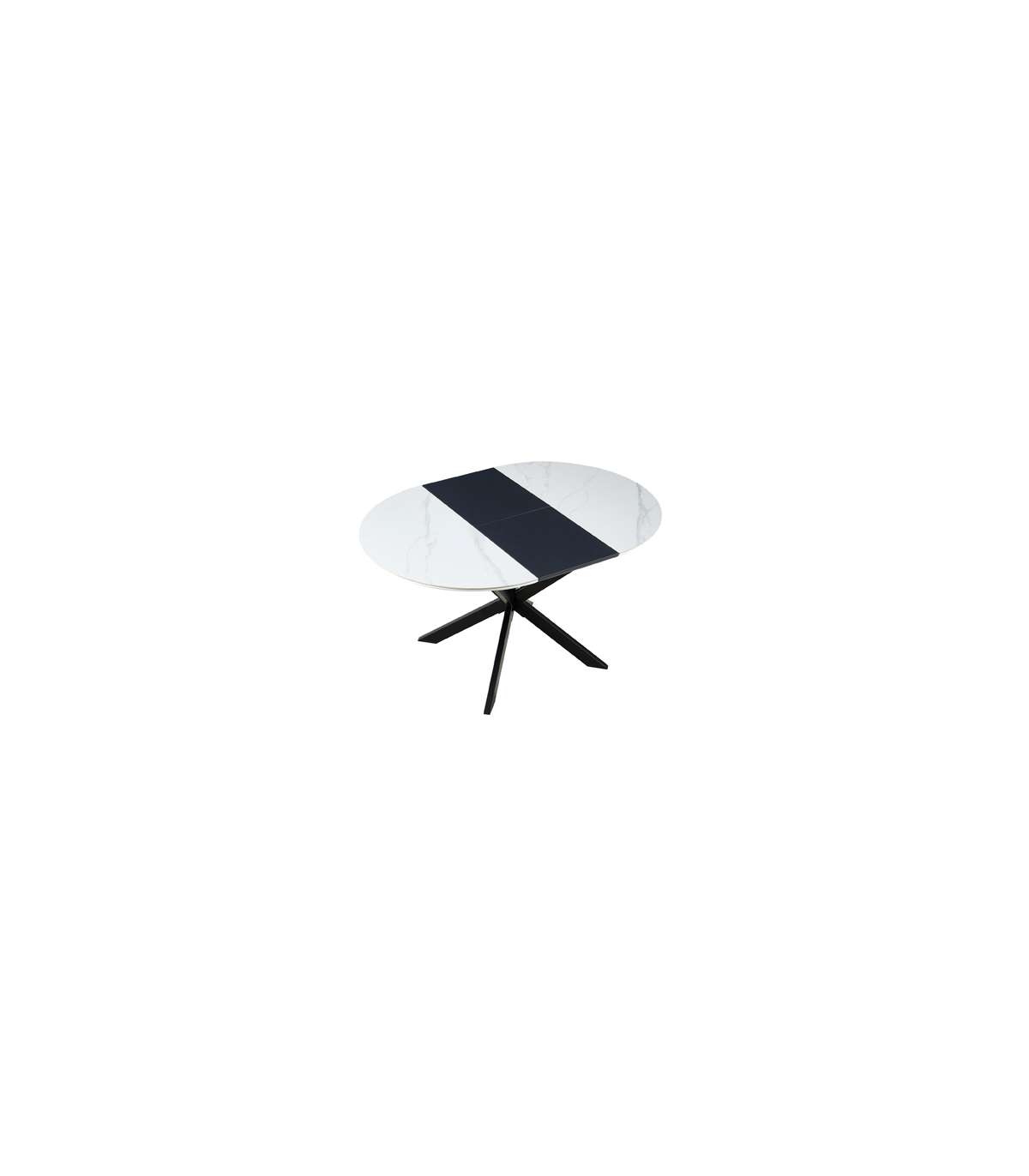 Mesa Redonda Extensible Ibiza Acabado Blanco/negro, 75cm(alto) 100-140cm(ancho) 100cm(largo)_2