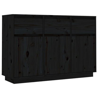 Aparador De Madera Maciza De Pino Negro 110x34x75 Cm / Vetonek_4