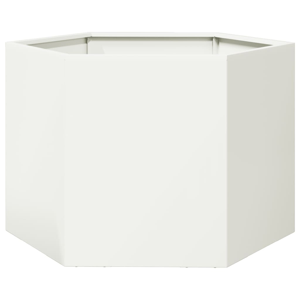 Jardinera Hexagonal Acero Blanco 69x60x45 Cm_0
