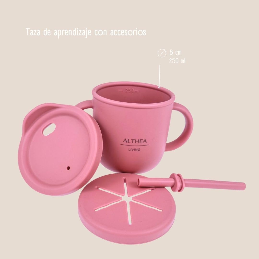 Vajilla De Silicona Orgánica - 15 Piezas - Rosa Profundo._5