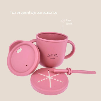 Vajilla De Silicona Orgánica - 15 Piezas - Rosa Profundo._5