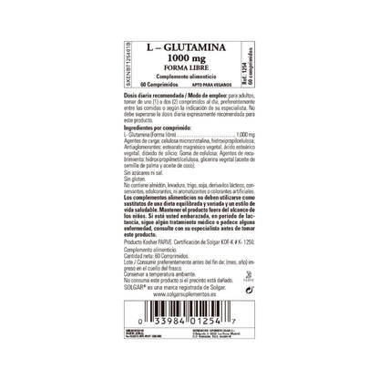 L-Glutamina, 60 comprimidos de 1000 mg